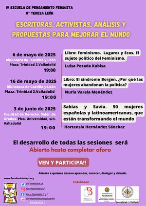 IV ESCUELA FEMINISTA "MARIA TERESA LEÓN" ESCRITORAS. ACTIVISTAS. ANÁLISIS Y PROPUESTAS PARA MEJORAR EL MUNDO
